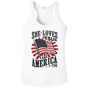 She Loves Jesus And America Too Ladies PosiCharge Competitor Racerback Tank