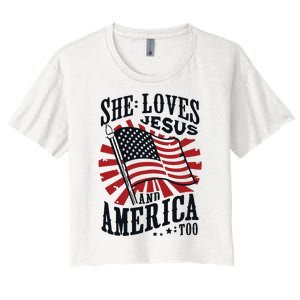 She Loves Jesus And America Too Women's Crop Top Tee