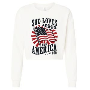 She Loves Jesus And America Too Cropped Pullover Crew