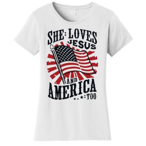 She Loves Jesus And America Too Women's T-Shirt