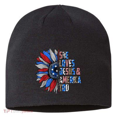 She Loves Jesus And America Too Wo US Sunflower Sustainable Beanie
