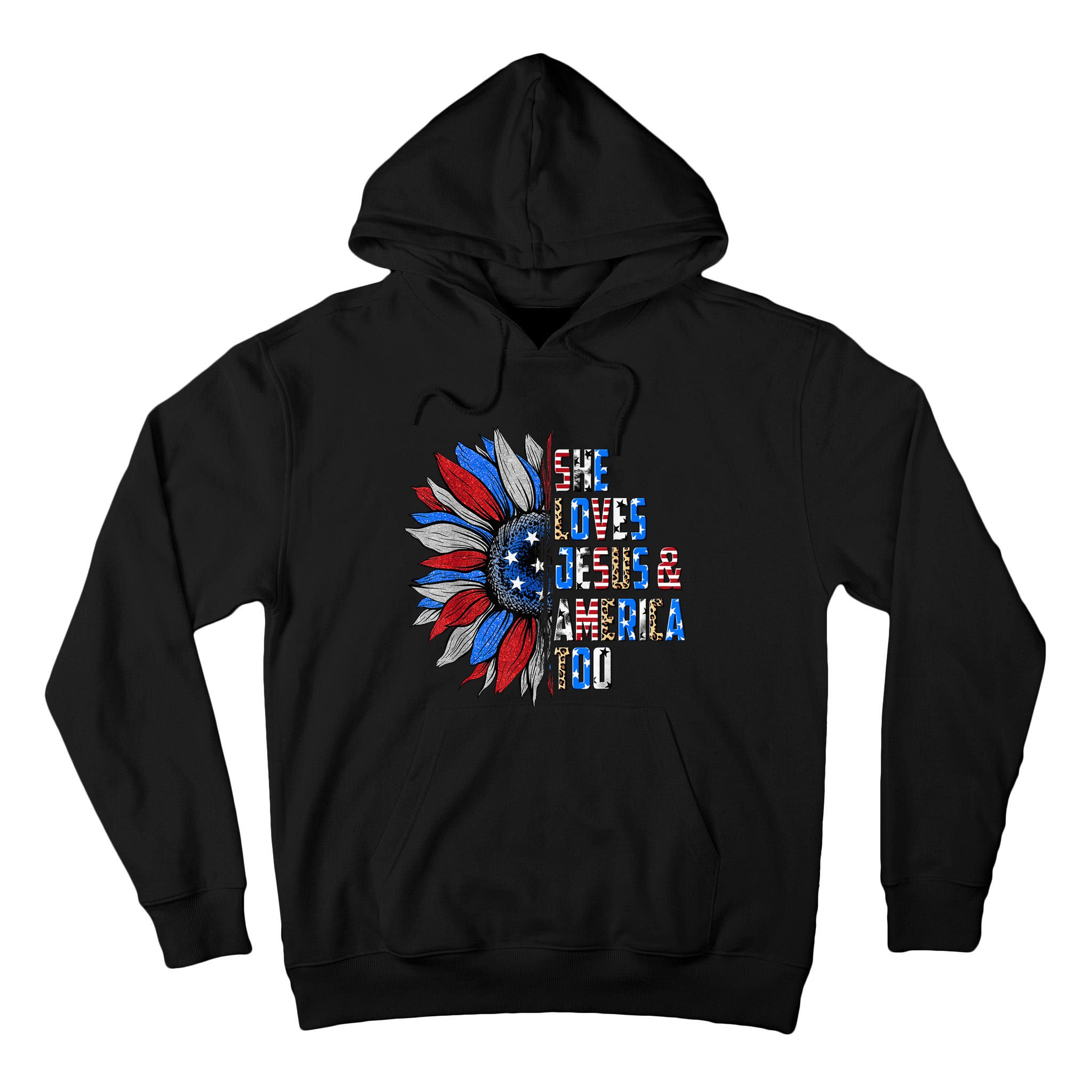 She Loves Jesus And America Too Wo US Sunflower Tall Hoodie