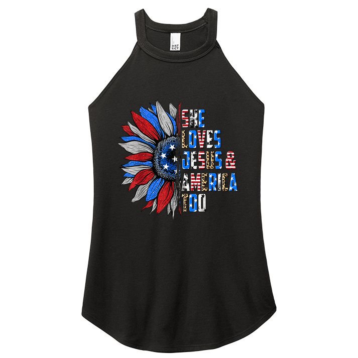 She Loves Jesus And America Too Wo US Sunflower Women's Perfect Tri Rocker Tank