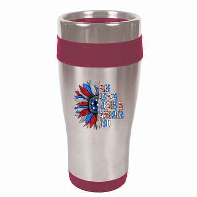 She Loves Jesus And America Too Wo US Sunflower 16oz Travel Tumbler