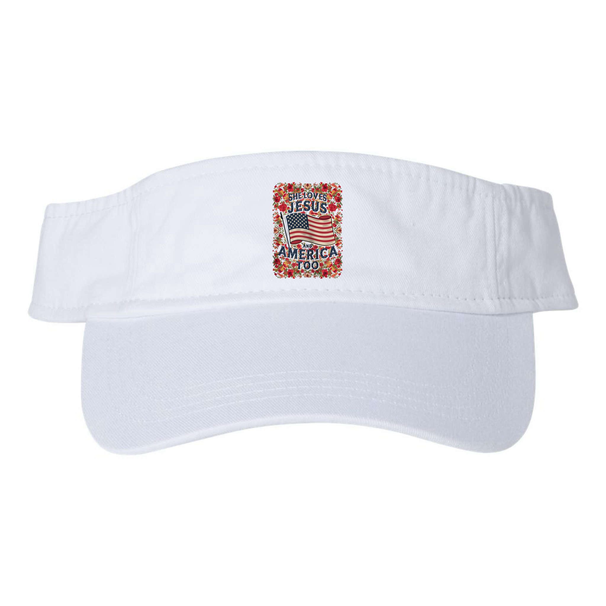 She Loves Jesus And America Too Floral Retro Visor