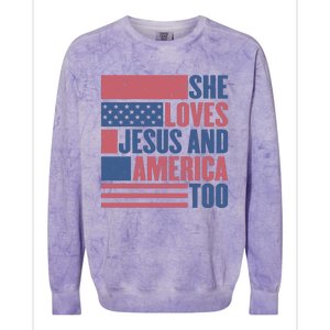 She Loves Jesus And America Too Happy 4th Of July Colorblast Crewneck Sweatshirt