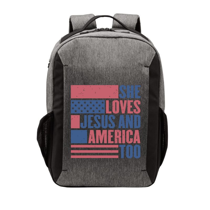 She Loves Jesus And America Too Happy 4th Of July Vector Backpack