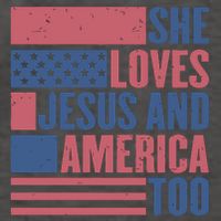 She Loves Jesus And America Too Happy 4th Of July Vector Backpack