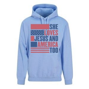 She Loves Jesus And America Too Happy 4th Of July Unisex Surf Hoodie