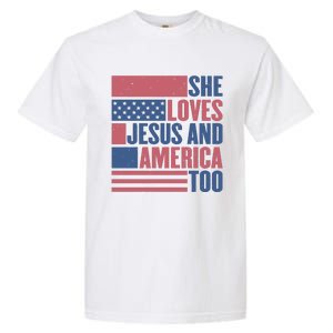 She Loves Jesus And America Too Happy 4th Of July Garment-Dyed Heavyweight T-Shirt