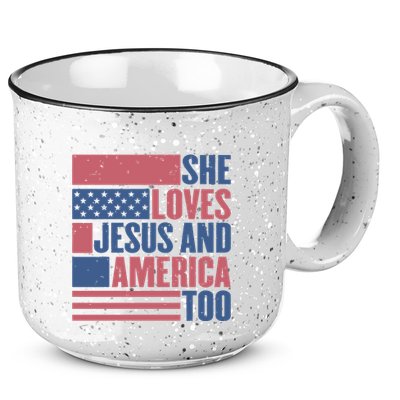 She Loves Jesus And America Too Happy 4th Of July 15oz Campfire Ceramic Mug