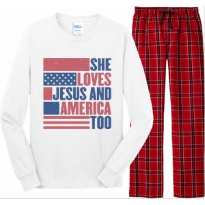 She Loves Jesus And America Too Happy 4th Of July Long Sleeve Pajama Set