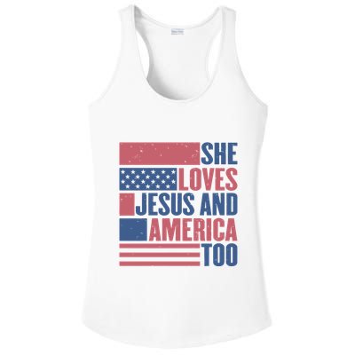 She Loves Jesus And America Too Happy 4th Of July Ladies PosiCharge Competitor Racerback Tank