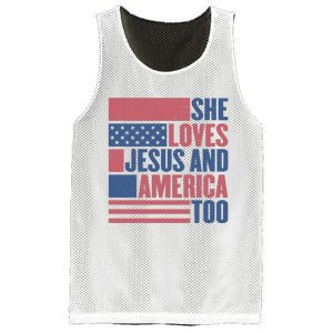 She Loves Jesus And America Too Happy 4th Of July Mesh Reversible Basketball Jersey Tank