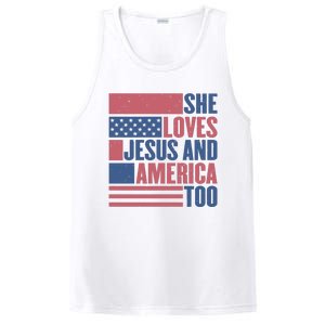 She Loves Jesus And America Too Happy 4th Of July PosiCharge Competitor Tank