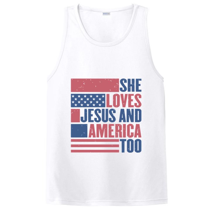 She Loves Jesus And America Too Happy 4th Of July PosiCharge Competitor Tank