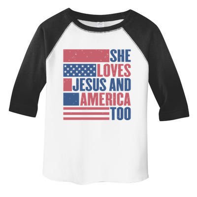 She Loves Jesus And America Too Happy 4th Of July Toddler Fine Jersey T-Shirt