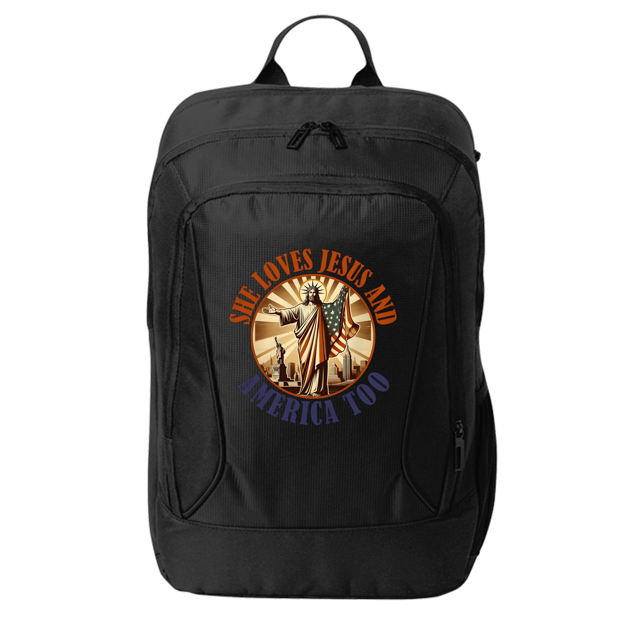 She Loves Jesus And America Too Jesus Lover City Backpack