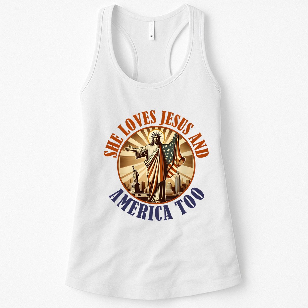 She Loves Jesus And America Too Jesus Lover Womens Tank Top