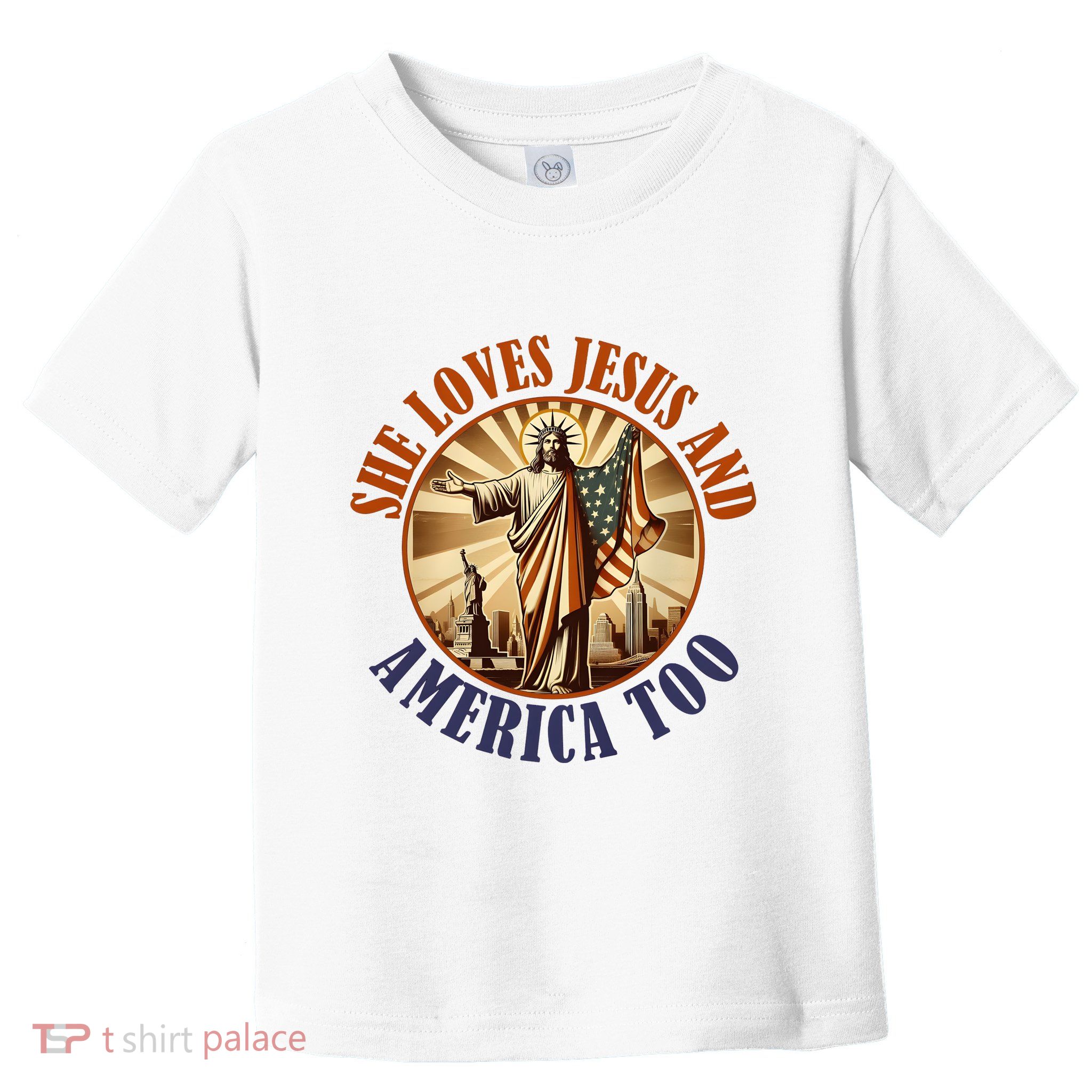 She Loves Jesus And America Too Jesus Lover Toddler T-Shirt