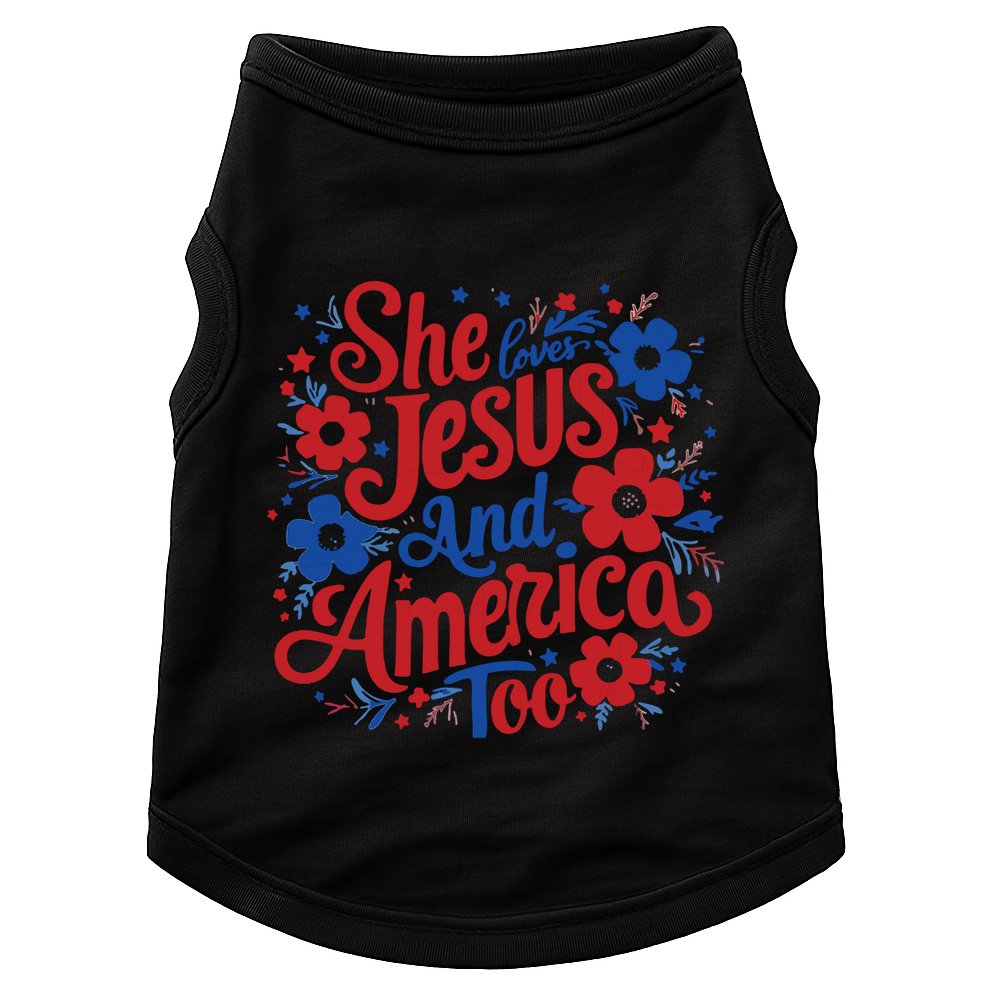 She Loves Jesus And America Too Doggie Tank