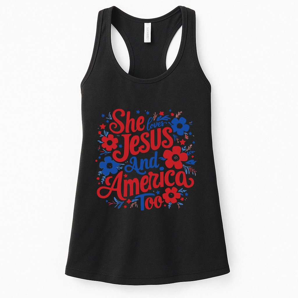 She Loves Jesus And America Too Womens Tank Top