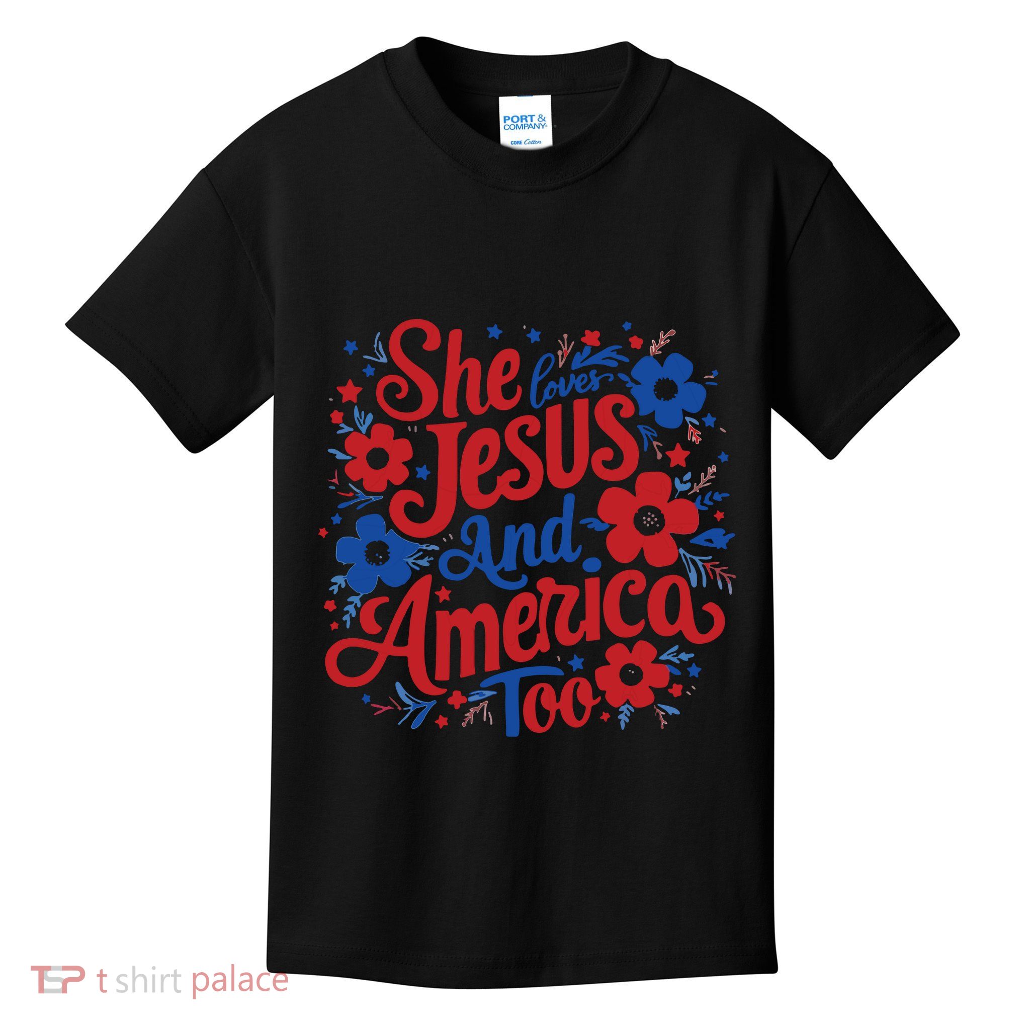 She Loves Jesus And America Too Kids T-Shirt