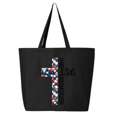 She Loves Jesus And America Too 4th Of July 25L Jumbo Tote