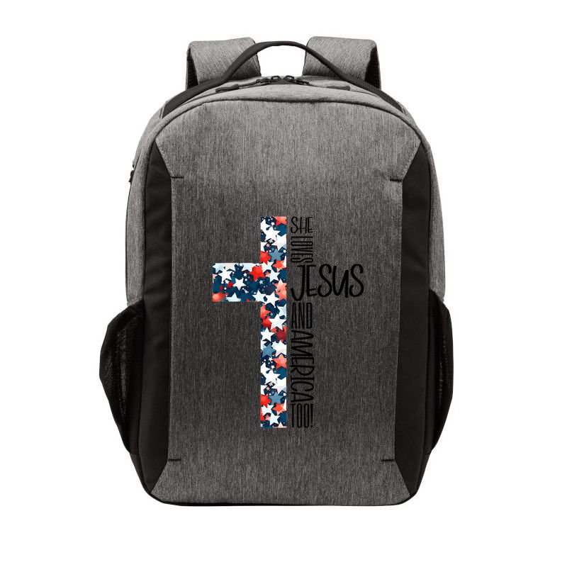 She Loves Jesus And America Too 4th Of July Vector Backpack