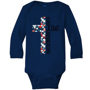 She Loves Jesus And America Too 4th Of July Baby Long Sleeve Bodysuit