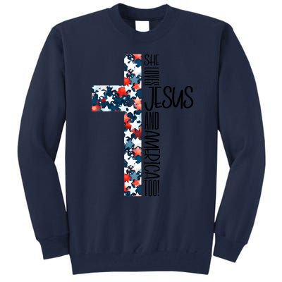 She Loves Jesus And America Too 4th Of July Tall Sweatshirt