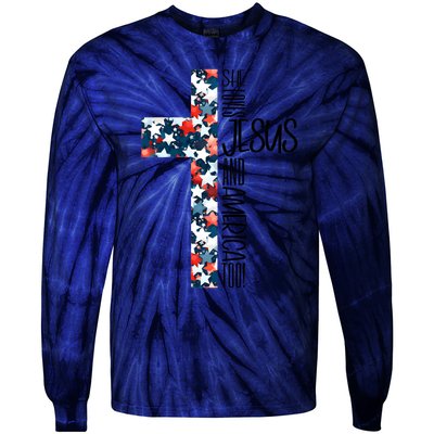 She Loves Jesus And America Too 4th Of July Tie-Dye Long Sleeve Shirt