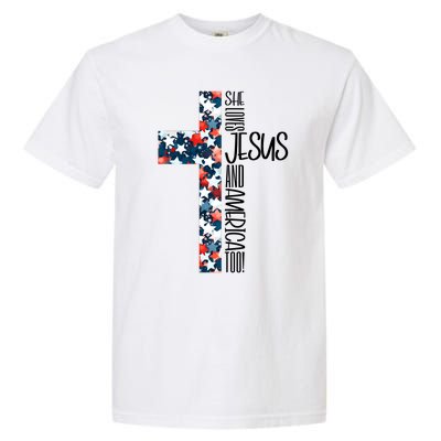 She Loves Jesus And America Too 4th Of July Garment-Dyed Heavyweight T-Shirt