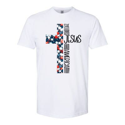 She Loves Jesus And America Too 4th Of July Softstyle CVC T-Shirt