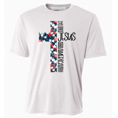 She Loves Jesus And America Too 4th Of July Cooling Performance Crew T-Shirt