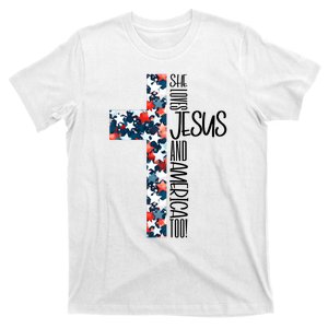 She Loves Jesus And America Too 4th Of July T-Shirt