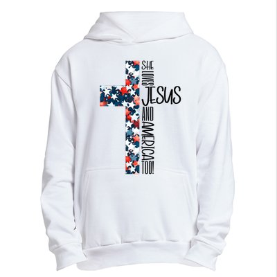 She Loves Jesus And America Too 4th Of July Urban Pullover Hoodie