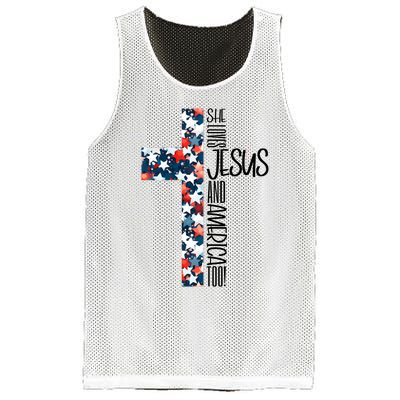 She Loves Jesus And America Too 4th Of July Mesh Reversible Basketball Jersey Tank