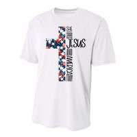 She Loves Jesus And America Too 4th Of July Performance Sprint T-Shirt