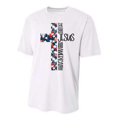 She Loves Jesus And America Too 4th Of July Performance Sprint T-Shirt