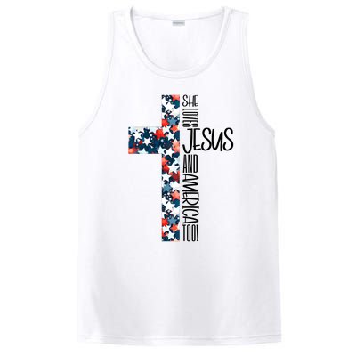 She Loves Jesus And America Too 4th Of July PosiCharge Competitor Tank