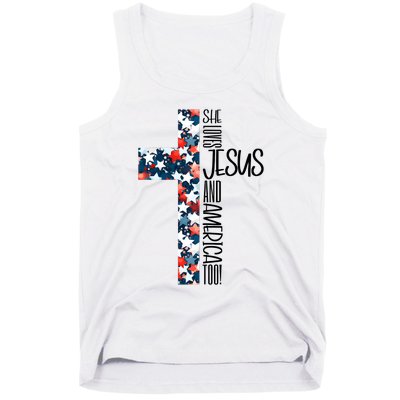 She Loves Jesus And America Too 4th Of July Tank Top