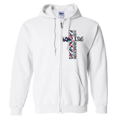 She Loves Jesus And America Too 4th Of July Full Zip Hoodie