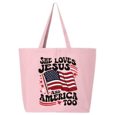 She Loves Jesus And America Christian 25L Jumbo Tote