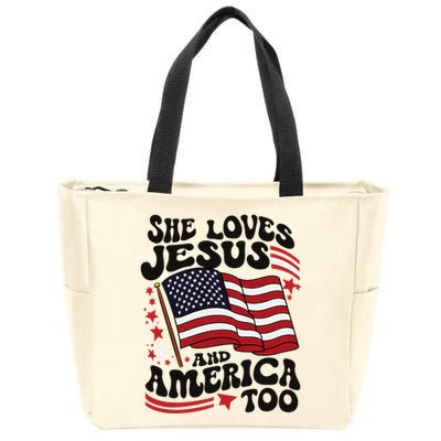 She Loves Jesus And America Christian Zip Tote Bag