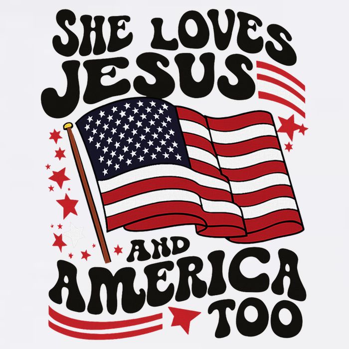 She Loves Jesus And America Christian Flat Bill Trucker Hat