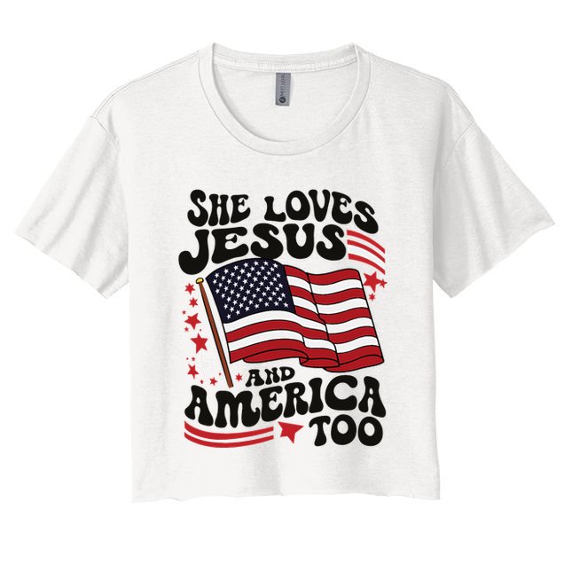 She Loves Jesus And America Christian Crop Top
