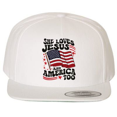 She Loves Jesus And America Christian Wool Snapback Cap