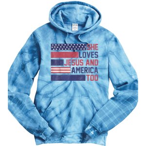 She Loves Jesus And America Too 4th Of July Patriotic Tie Dye Hoodie