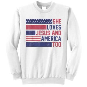 She Loves Jesus And America Too 4th Of July Patriotic Sweatshirt